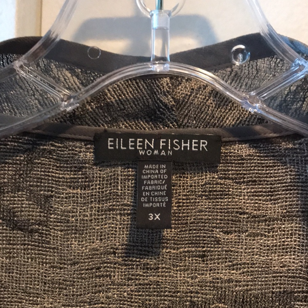 Eileen Fisher Gray Linen-Blend Open-Front Jacket - Picture 6 of 7